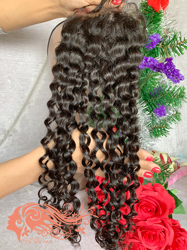 Csqueen Raw Natural Curly 4*4 Transparent Lace closure Free Part 100% Human Hair